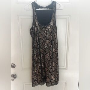 Chelsea & Violet Chelsea scooped neck fitted elastic brown sequence dress size L